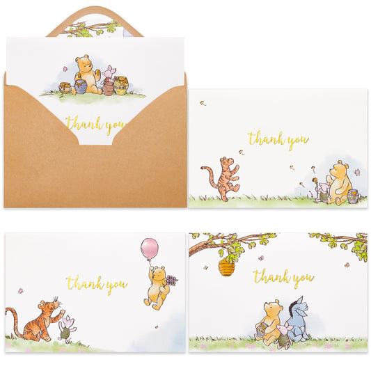 Crisky Cute Bear Thank You Cards, Cartoon Blank Cards with Envelopes and Stickers (25 pack) for Birthdays, Baby Showers, Friendsgiving