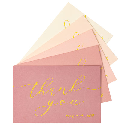 Crisky 50 Pcs Dusty Rose Thank You Cards With 50 Envelopes & 50 Stickers Simple, Chic, Elegant Greeting Cards Perfect for: Wedding/Business/Birthday/Graduation etc. 4 x 6 inches 50 Pack