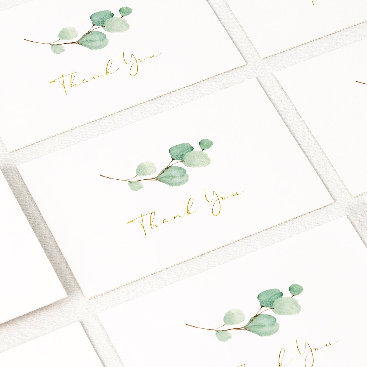 Crisky 100 PK Greenery Thank You Cards with Envelopes Bulk - 5 x 3.5 Inches Gold Greenery Thank You Cards Notes for Wedding, Baby Shower, Bridal Shower, Small Business, Birthday