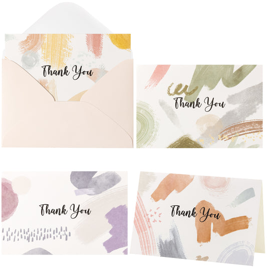 Crisky 50 Pack Morandi Thank You Cards with Envelopes and Stickers Set 4 assorted Greeting Note Cards for Wedding, Baby Shower,Bridal Shower, Graduation, Business