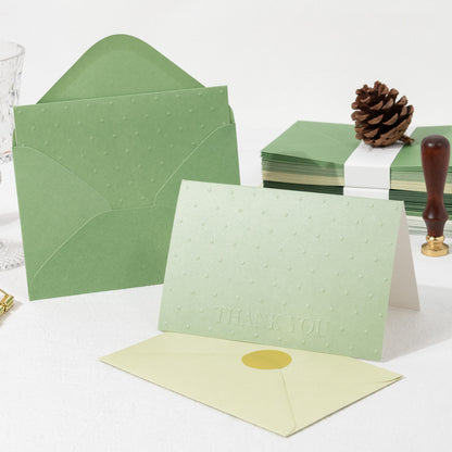 Crisky Shade of Sage Green Embossed Dots Thank You Cards (50 Pack) with Envelopes & Stickers Greeting Notes Bulk for Birthday, Baby Shower,Bridal Shower, Wedding, Graduation