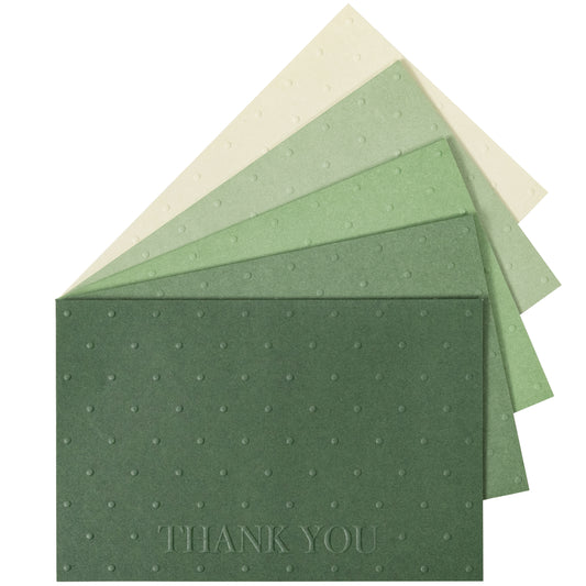 Crisky Shade of Sage Green Embossed Dots Thank You Cards (50 Pack) with Envelopes & Stickers Greeting Notes Bulk for Birthday, Baby Shower,Bridal Shower, Wedding, Graduation