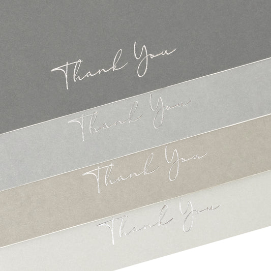 Crisky Shade of Earl Gray Silver Foil Thank You Cards (50 Pack) with Envelopes & Stickers Greeting Cards Bulk for Birthday, Baby Shower,Bridal Shower, Wedding, Graduation