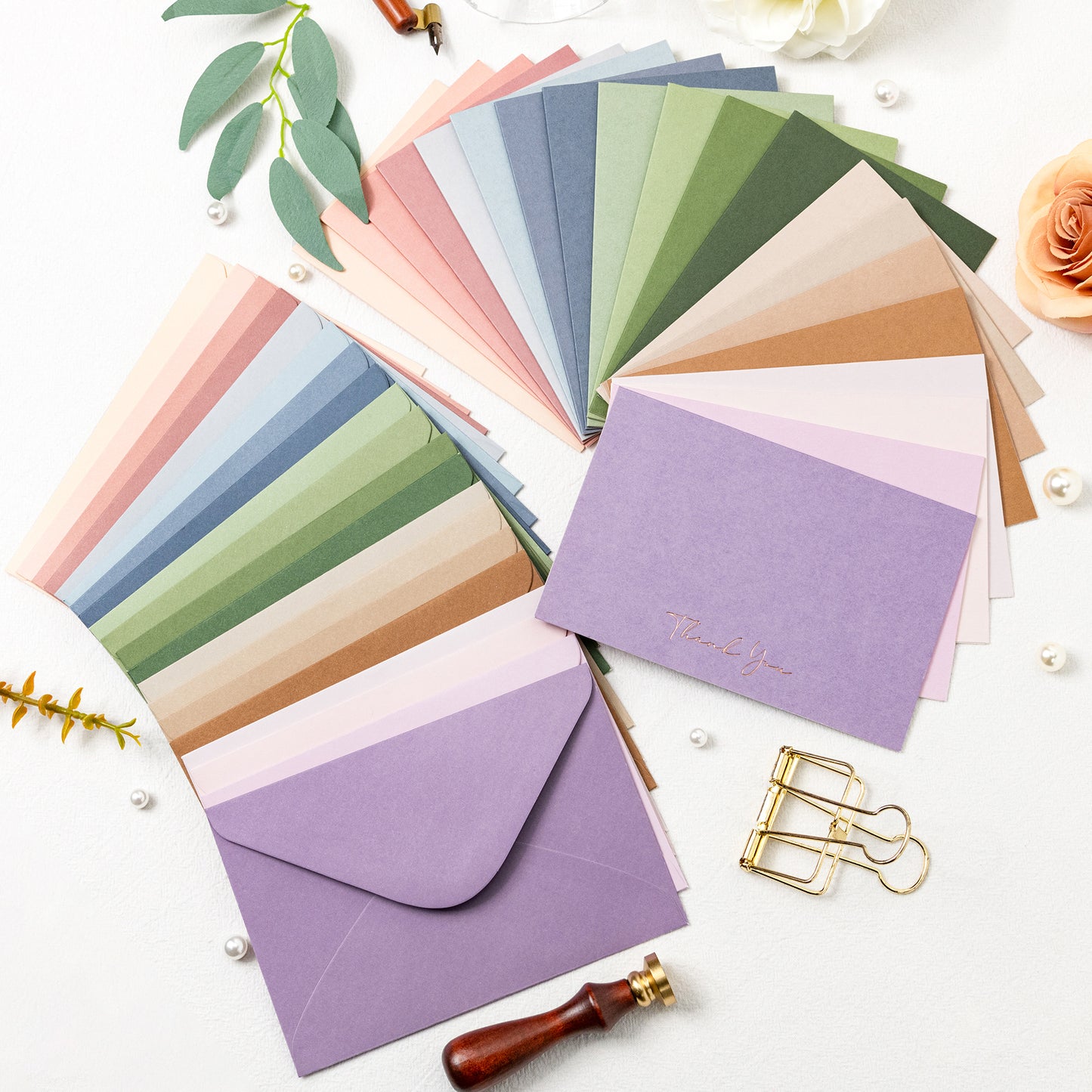 Crisky 100 Pack Thank You Greeting Cards With Envelope Mix Color Series Thank You Cards for Wedding/Bridal Shower/Baby Shower/Business/Graduation