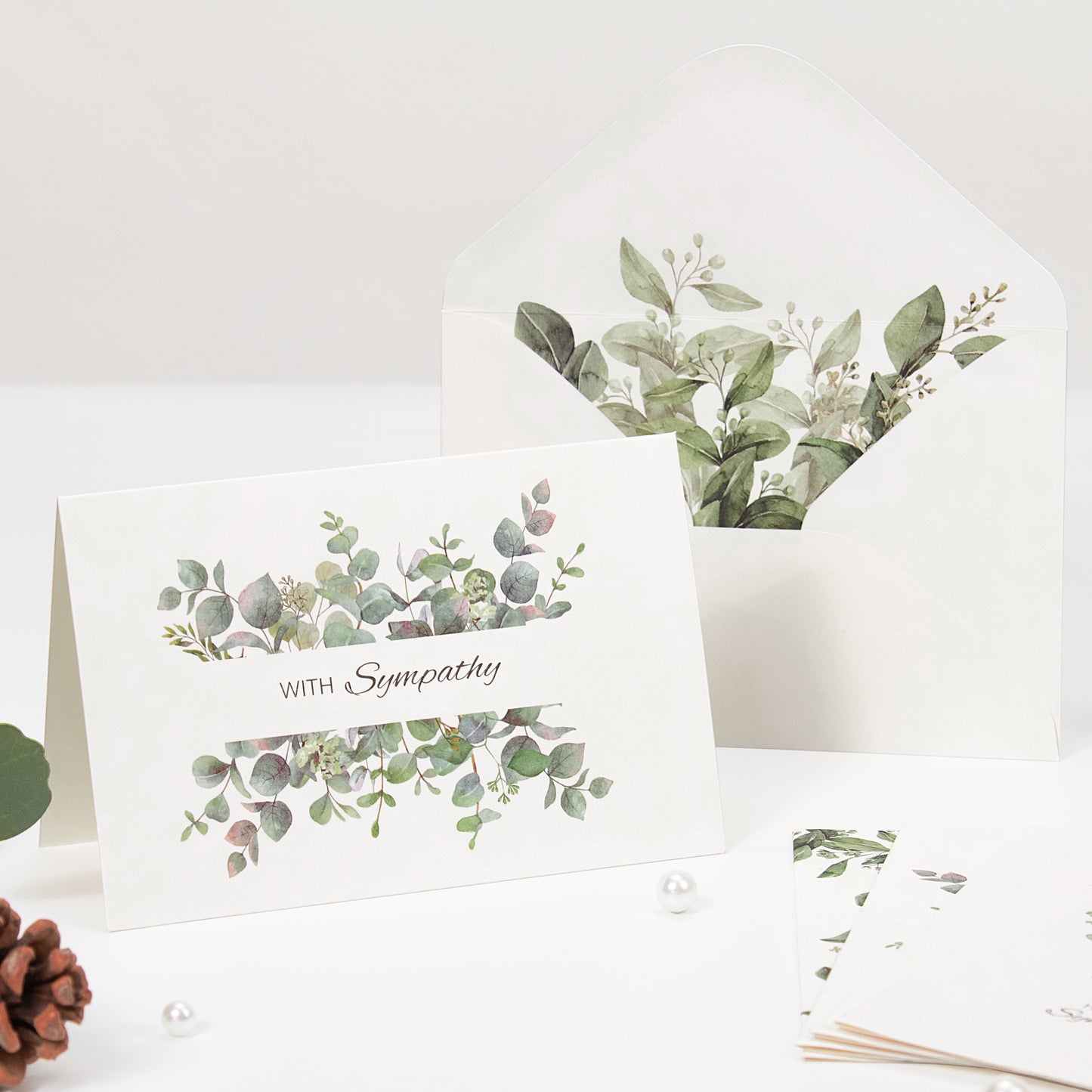 Crisky 25 Pack Greenery Eucalyptus Sympathy Cards with Envelopes Boxed 4 Assortment Condolence/Bereavement Cards
