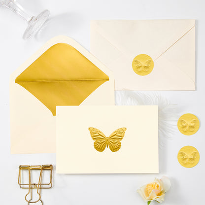 Crisky Embossed Gold Blank Greeting Cards with Envelopes & Stickers 50 Pack Butterfly Note Cards Bulk for Birthday, Baby Shower,Bridal Shower, Wedding, Graduation Blank Inside