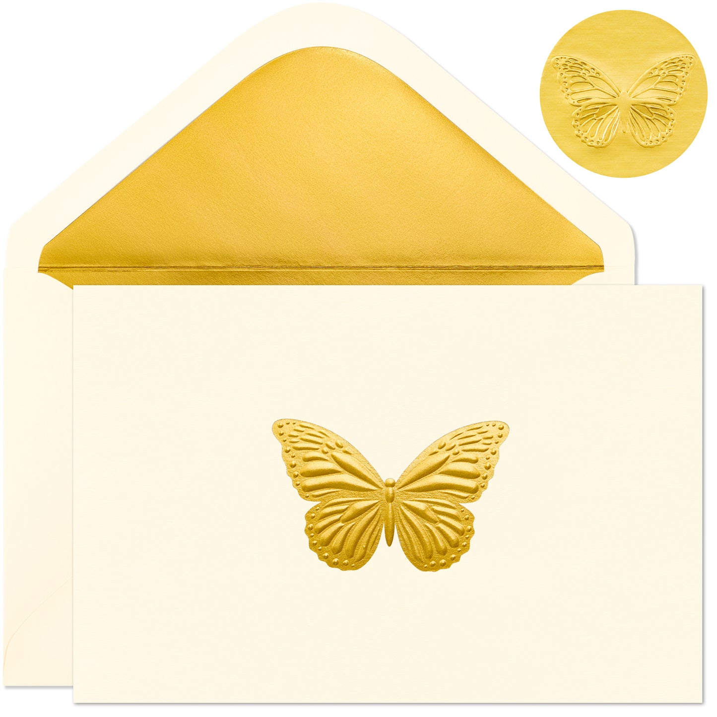 Crisky Embossed Gold Blank Greeting Cards with Envelopes & Stickers 50 Pack Butterfly Note Cards Bulk for Birthday, Baby Shower,Bridal Shower, Wedding, Graduation Blank Inside