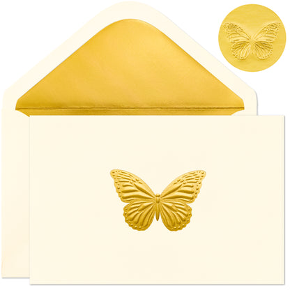 Crisky Embossed Gold Blank Greeting Cards with Envelopes & Stickers 50 Pack Butterfly Note Cards Bulk for Birthday, Baby Shower,Bridal Shower, Wedding, Graduation Blank Inside