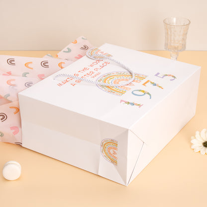 Crisky 50th Birthday Since 1975 Gift Wrap Bag with 50th Birthday Card Matching Envelope and Tissue Paper (Rainbow), 50th Birthday Gifts for Women/Wife/Sister/Mom/Aunt/Friends