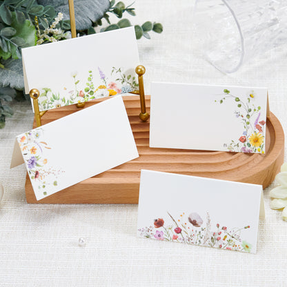 Crisky 120 Pack Wildflower Table Place Cards Blank Seating Place Name Cards for Wedding, Parties, Dinner, and Special Events, 2 x 3.5 Inches