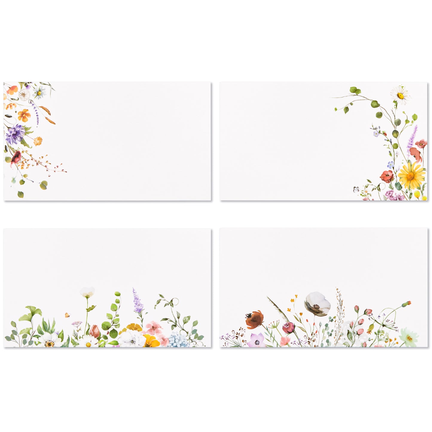 Crisky 120 Pack Wildflower Table Place Cards Blank Seating Place Name Cards for Wedding, Parties, Dinner, and Special Events, 2 x 3.5 Inches