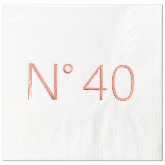 Crisky 50 Pcs N40 Rose Gold Foil Cocktail Happy 40th Birthday Disposable Paper Napkins for 40th Birthday Party Decoration, 3-Ply