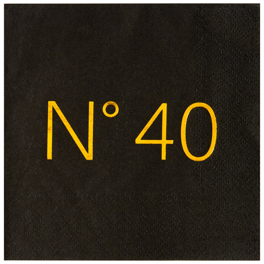 Crisky 50 Pcs N40 Black Gold Foil Cocktail Happy 40th Birthday Disposable Paper Napkins for 40th Birthday Party Decoration, 3-Ply