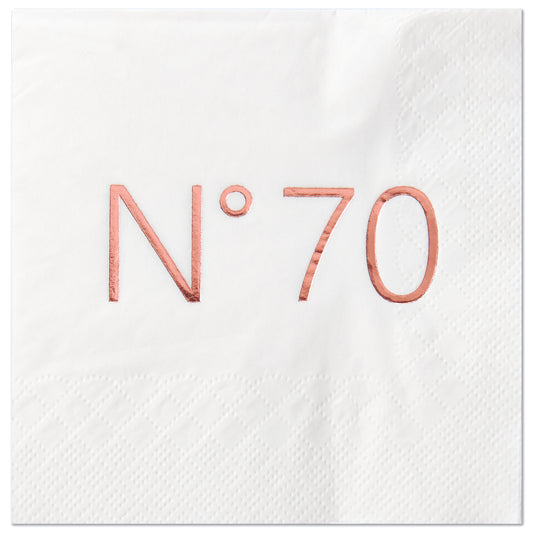 Crisky 50 Pcs N70 Rose Gold Foil Cocktail Happy 70th Birthday Disposable Paper Napkins for 70th Birthday Party Decoration, 3-Ply