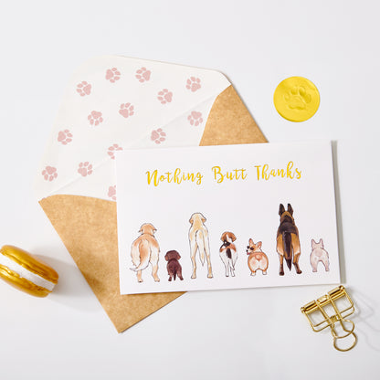 Crisky 50 Count Dog Thank You Cards Nothing Butt Thanks Gold Foil Greeting Cards with Envelopes & Stickers For Friends, Women Men, Teachers, Colleagues