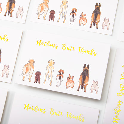 Crisky 50 Count Dog Thank You Cards Nothing Butt Thanks Gold Foil Greeting Cards with Envelopes & Stickers For Friends, Women Men, Teachers, Colleagues