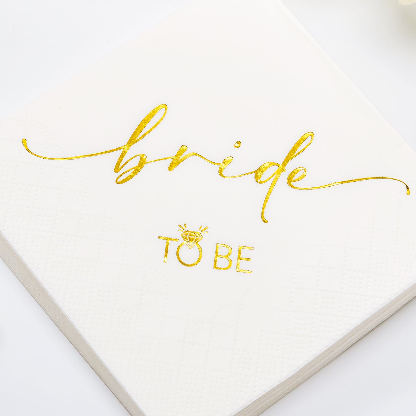 Crisky 50 Pcs Bride to Be Gold Foil Cocktail Disposable Paper Napkins for Engagement, Bridal Shower Party Decoration, 3-Ply