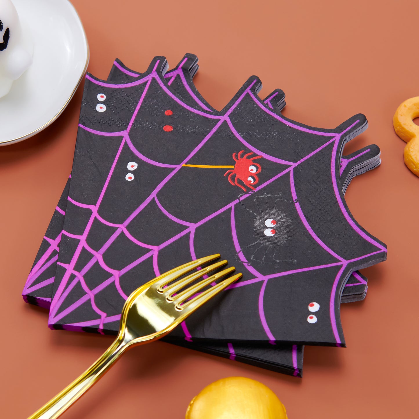 Crisky Disposable Halloween Napkins - 4 Assorted Design - Paper Cocktail Napkins for Halloween Party Decoration, 3-Ply, 100 Counts