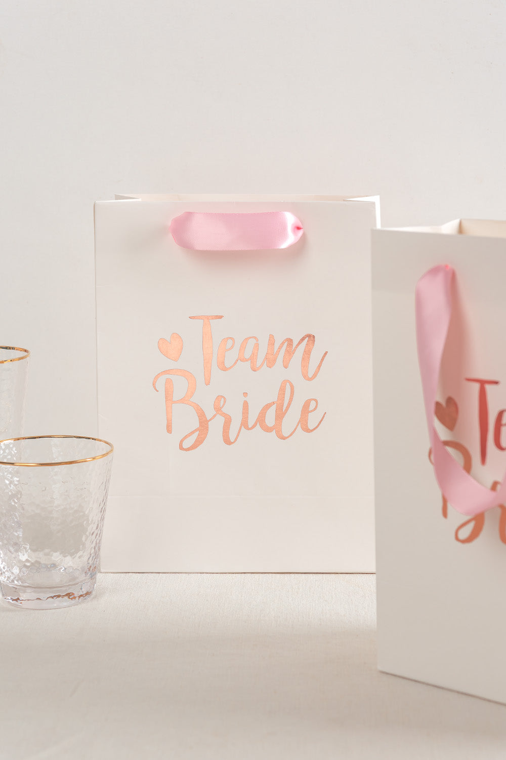 Crisky Team Bride Bags Bridesmaid Gift Bags Bride Tribe Bags Hangover Recovery Kit for Bachelorotte Bridal Shower Hen's Party Favors Wedding Decorations [ Pack of 12, Rose Gold Foil ]