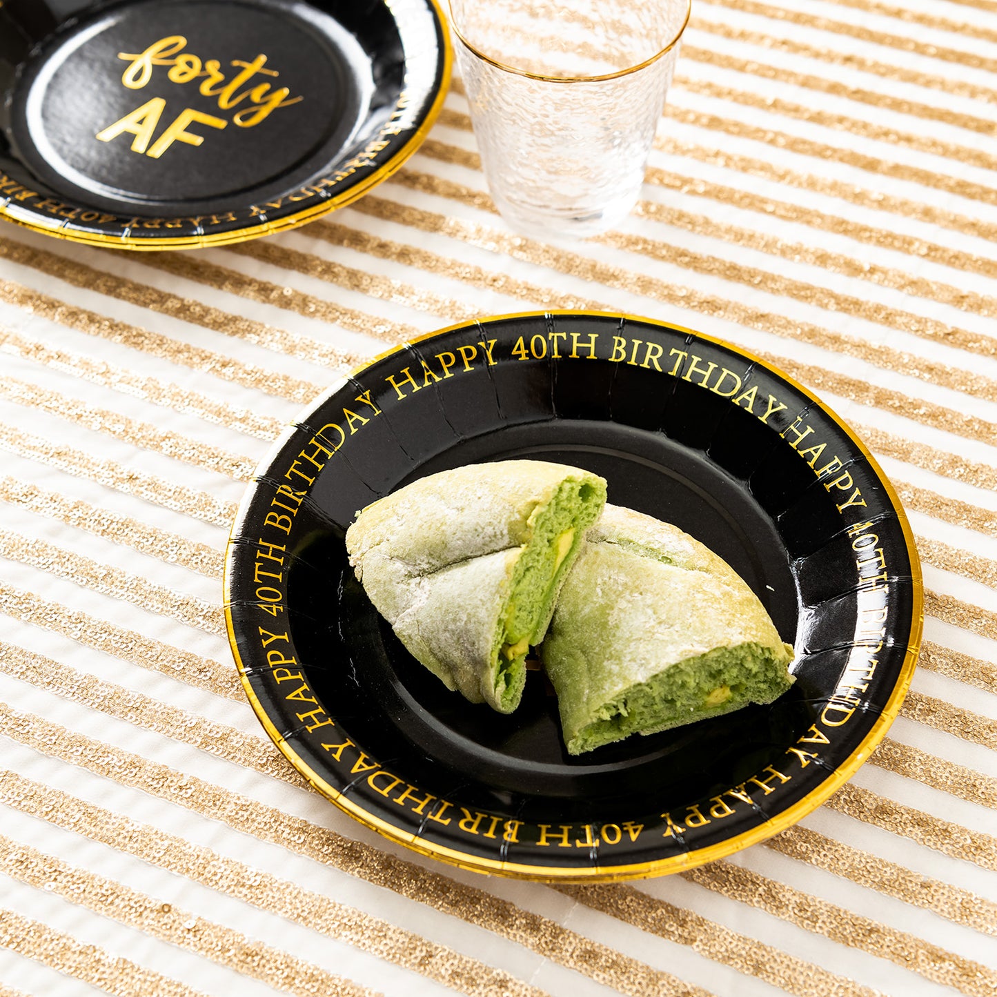 Crisky 40th Birthday Plates Black and Gold Dessert, Buffet, Cake, Lunch, Dinner Plates for 40th Birthday Decorations Party Supplies, Forty, Happy 40th Birthday! 50 Count, 9" Plate