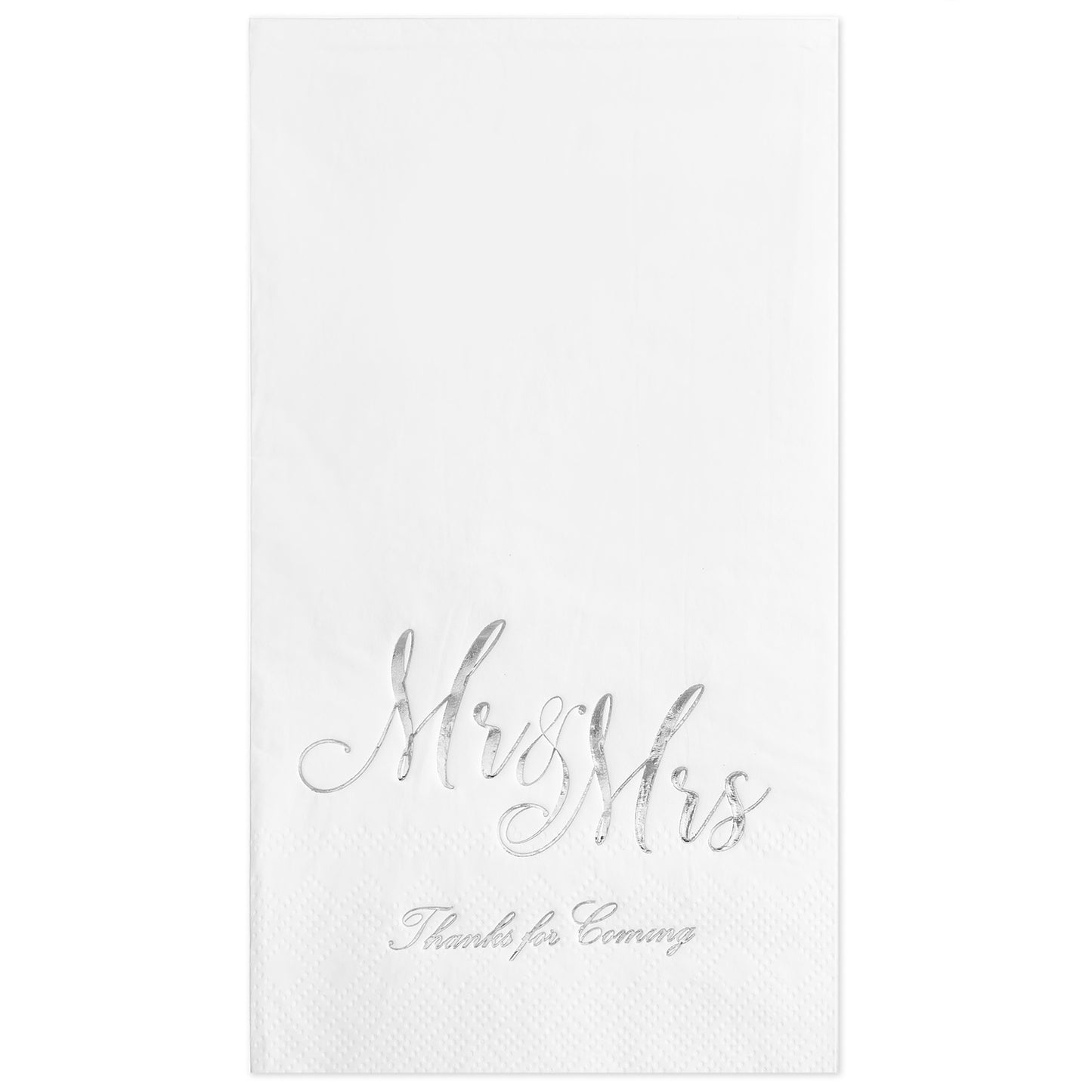 Crisky Mr & Mrs Dinner Napkins Silver Wedding Dinner Napkins Disposable Decorative Towels for Wedding Shower Banquet, Elegant Silver Wedding Rehearsal Dinner Party Decoraions ,50 Pcs, 3-ply, 12"x16"