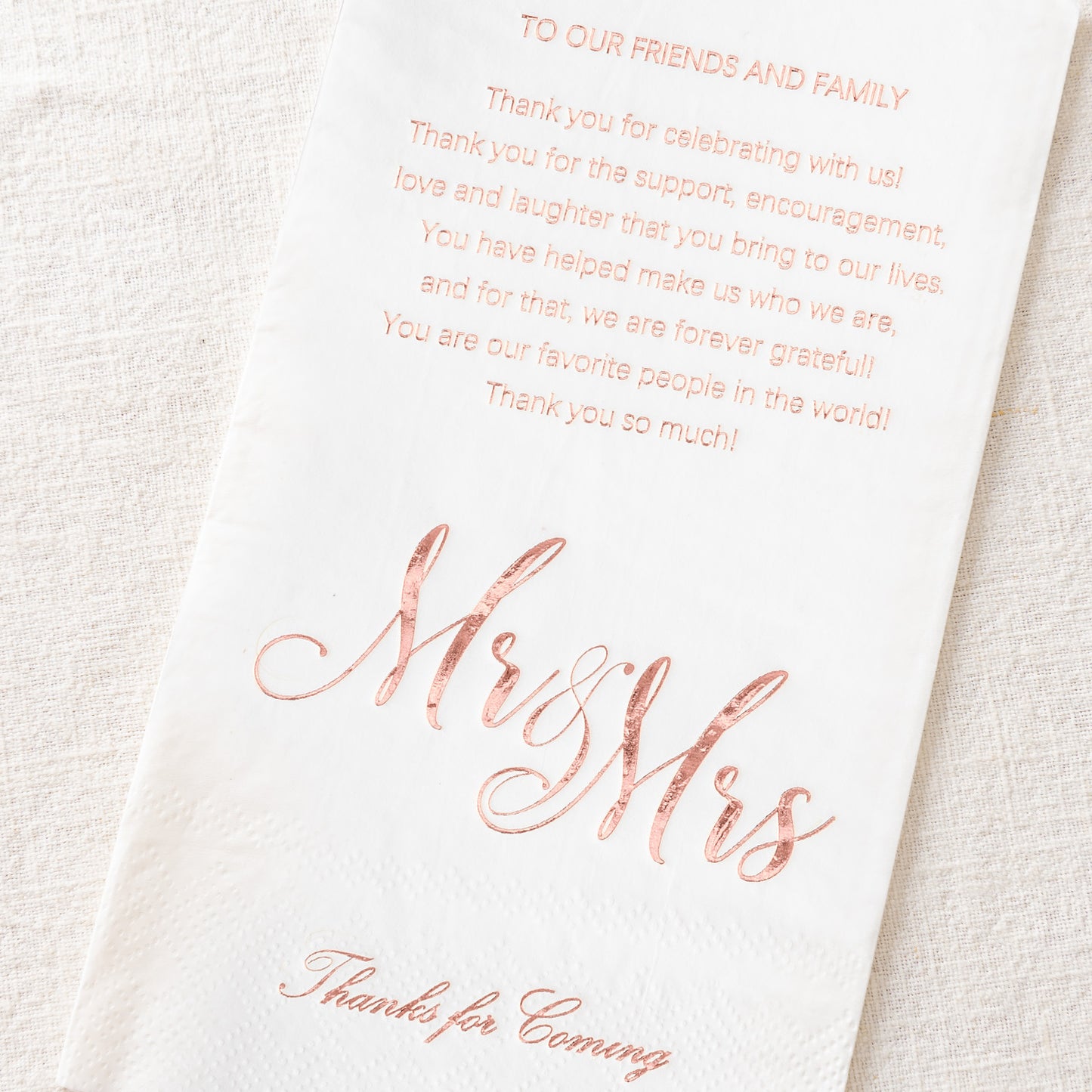 Crisky Rose Gold Mr & Mrs Dinner Napkins Wedding Dinner Napkins Replace Thank You Card Disposable Decorative Towels for Wedding Shower Banquet Rehearsal Dinner Decoraions ,50 Pcs, 3-ply, 12"x16"