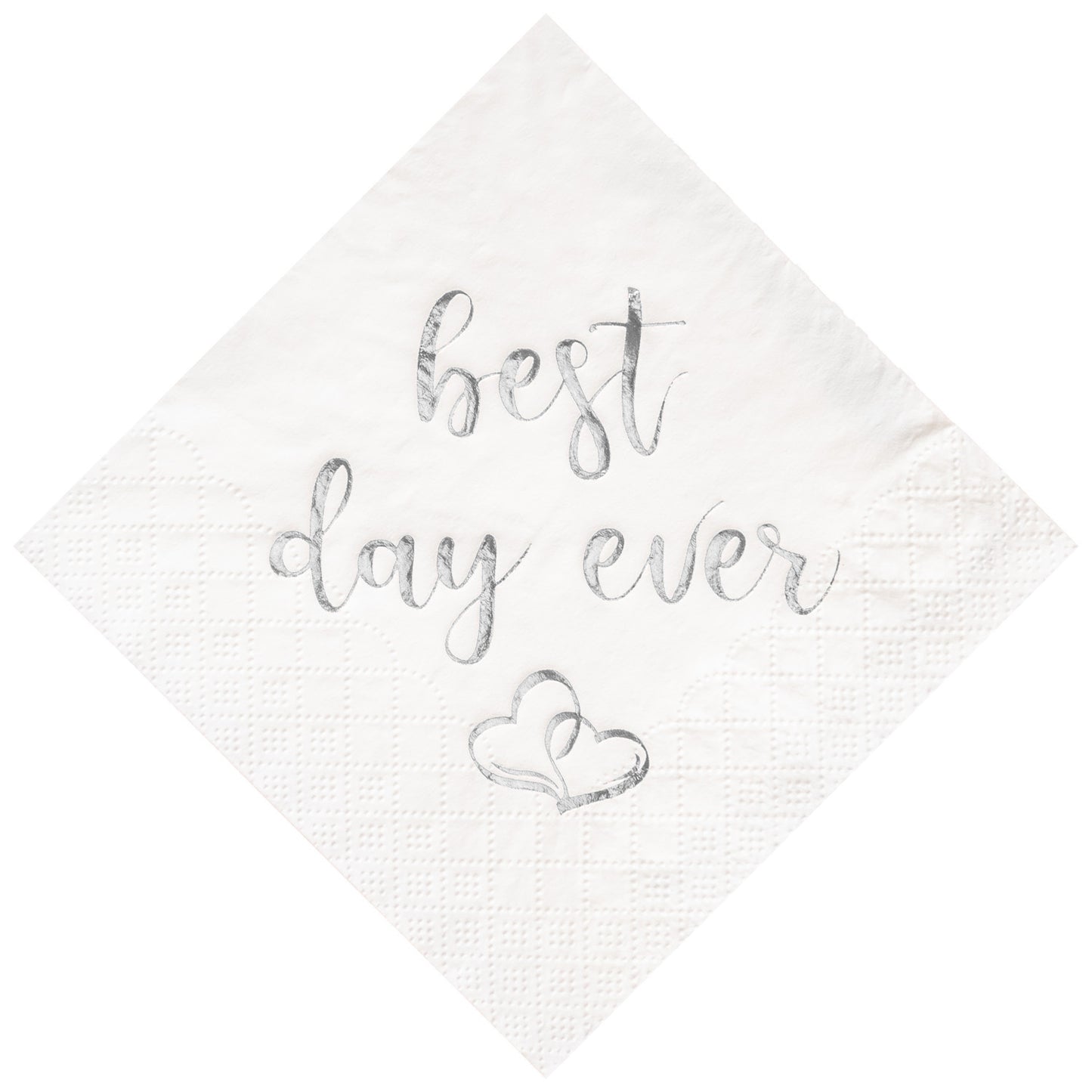 Crisky Best Day Ever Napkins Silver for Wedding Bridal Shower and Engagement Party Decorations,Cocktail Dessert Beverage Napkins 100 Pack, 3-ply