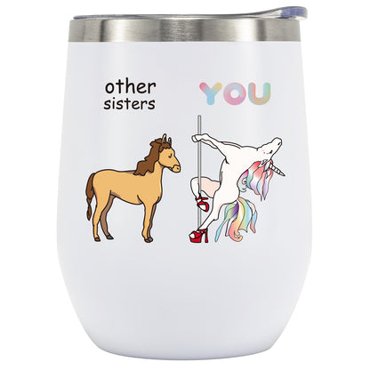 Crisky Sister Gifts from Sister, Brother - Birthday Gifts For Sister - Funny Best Sister Gifts For Soul Sister, Big Sister, Little Sister, Sister In Law, Bestie, BFF - 12 OZ Tumbler with Lid, Straw