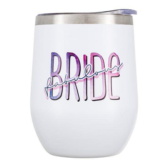 Crisky Fabulous Bride Wine Tumbler for Bride Gift Vacuum Insulated Stainless Steel Drink Cup with Straw for Bride to Be | Engagement Glass | Newly Engaged Travel Mug | Future Mrs | Bachelorette 12oz