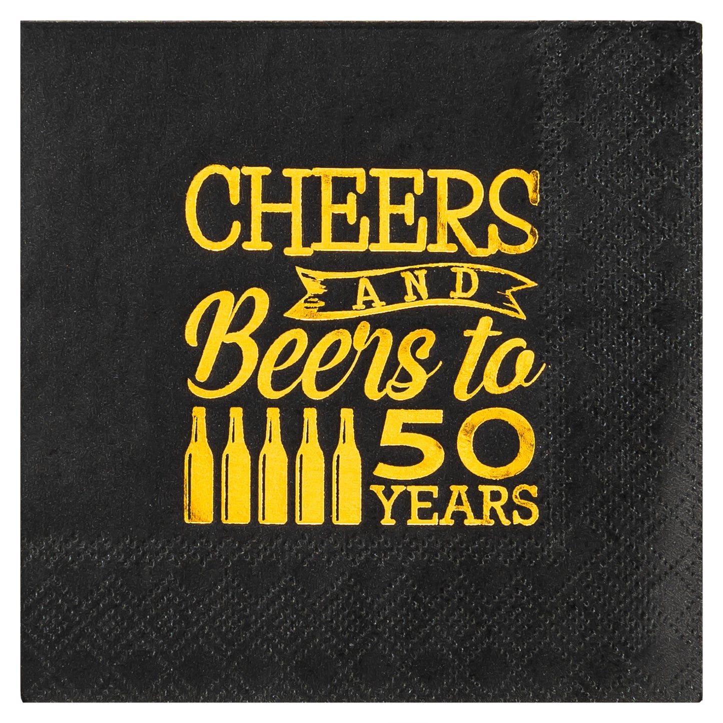 Crisky 50th Birthday Cocktail Napkins Black and Gold, Beverages Napkins for 50th Birthday Anniversary Decorations Cheers and Beers to 50 Years, 50 PCS, 3-Ply