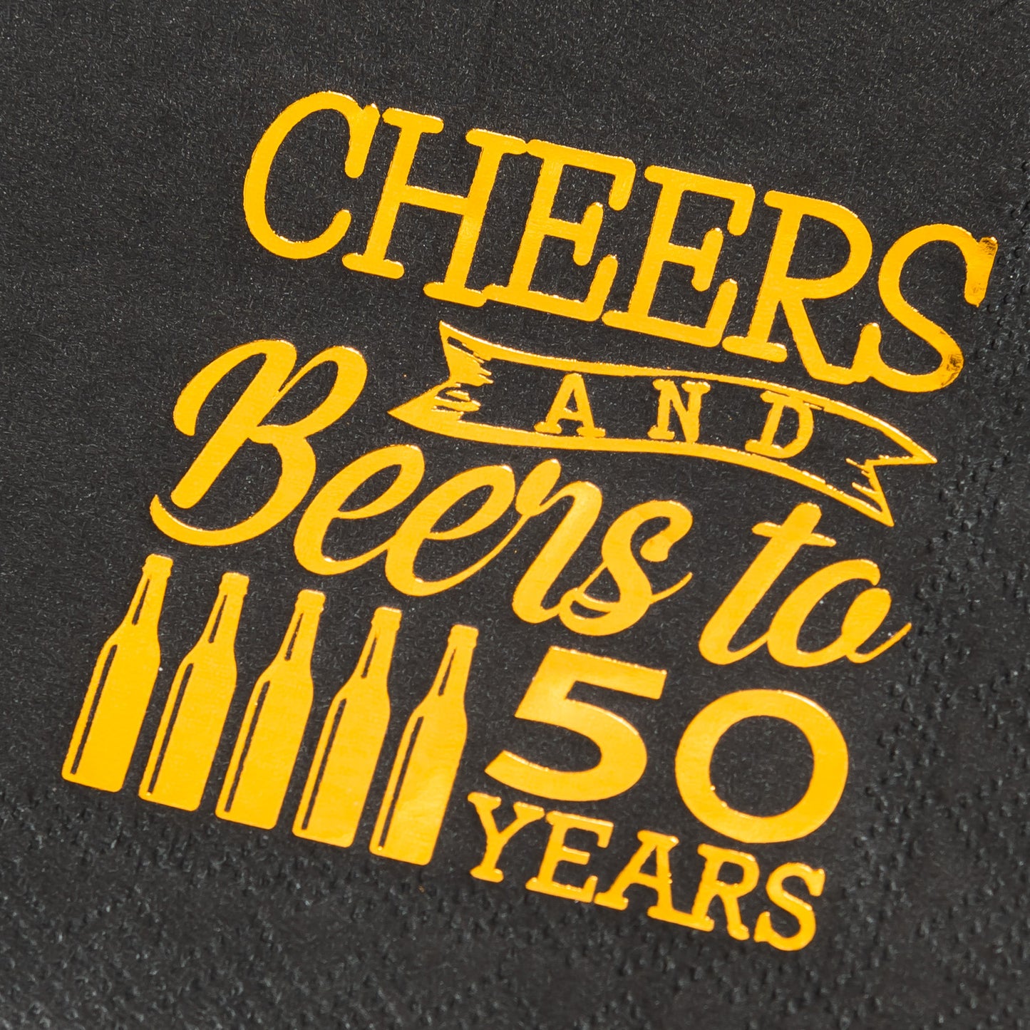 Crisky 50th Birthday Cocktail Napkins Black and Gold, Beverages Napkins for 50th Birthday Anniversary Decorations Cheers and Beers to 50 Years, 50 PCS, 3-Ply