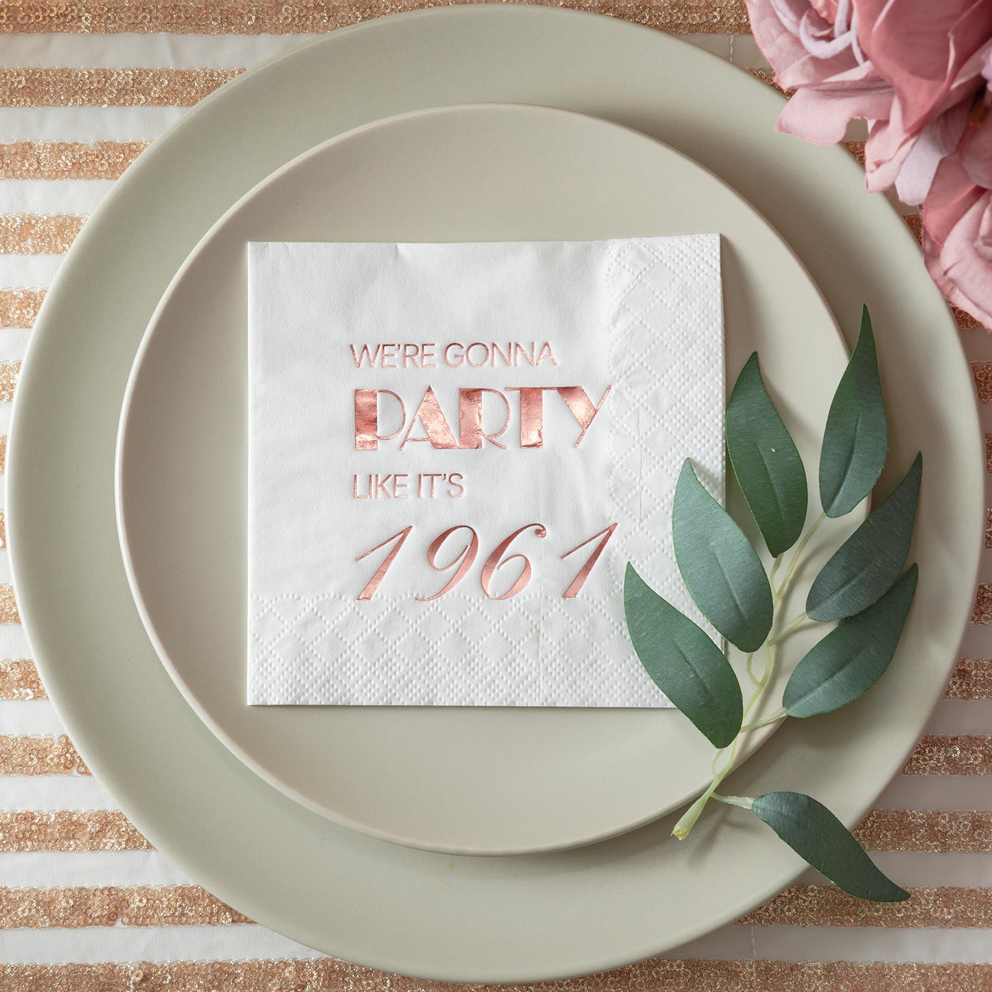 Crisky 60th Birthday Cocktail Napkins Rose Gold for Women 60th Birthday Party Decorations for Cake Dessert Berverage Table, 60th Birthday Party Supplies,50 Pcs Disposable Napkins, 3-Ply
