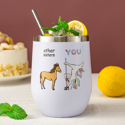 Crisky Sister Gifts from Sister, Brother - Birthday Gifts For Sister - Funny Best Sister Gifts For Soul Sister, Big Sister, Little Sister, Sister In Law, Bestie, BFF - 12 OZ Tumbler with Lid, Straw