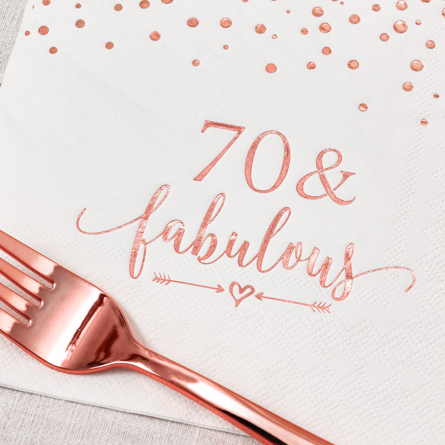 Crisky Rose Gold 70 Fabulous Napkins Plates Cups Set for Women 70th Birthday Party Decorations Supplies, Disposable Tableware Set of 24 (9" Plates, 7" Plates, Luncheon Napkins, 9oz Cups)