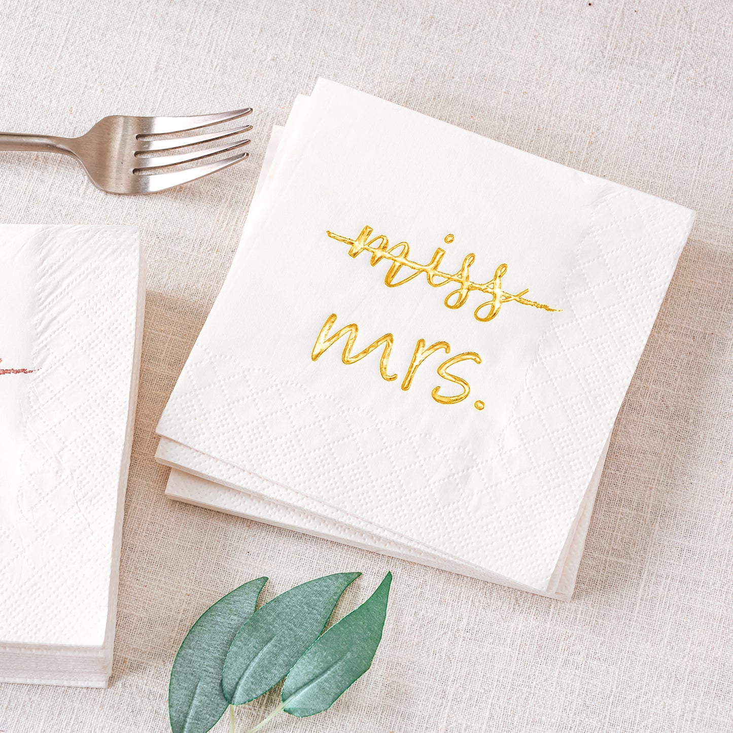 Crisky Gold Foil Miss to Mrs Cocktail Napkins for Bridal Shower Engagement Bachelorette Party Dessert Beverage Table Party Supplies, Disposable Napkins, 3 Ply, 50 count